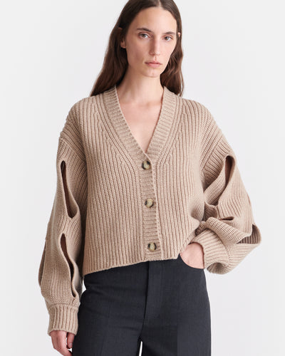 Karolin - Cropped Cashmere-Blend Cardigan - Oatmeal