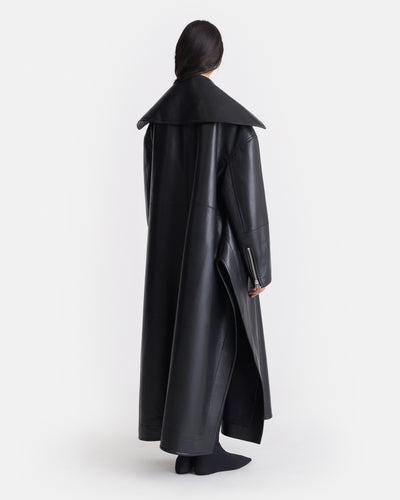Teca - Regenerated Leather Coat - Black