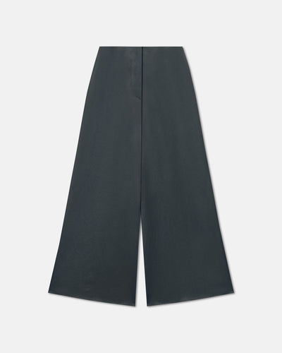 Zaniah - Crinkled Satin Wide-Leg Pants - Carbon