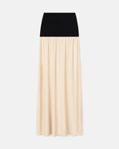 Ranee - Jersey and Georgette Maxi Skirt - Butter/Black