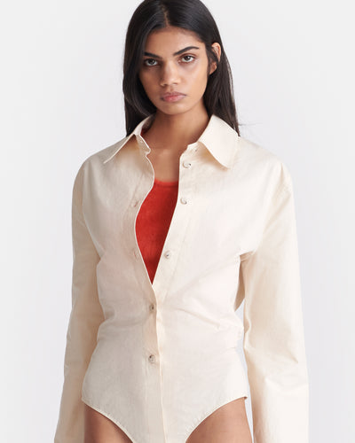 Aliska - Heavy Poplin Bodysuit - Creme