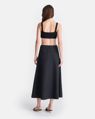 Cintia - Wool Twill Midi Skirt - Grey Melange