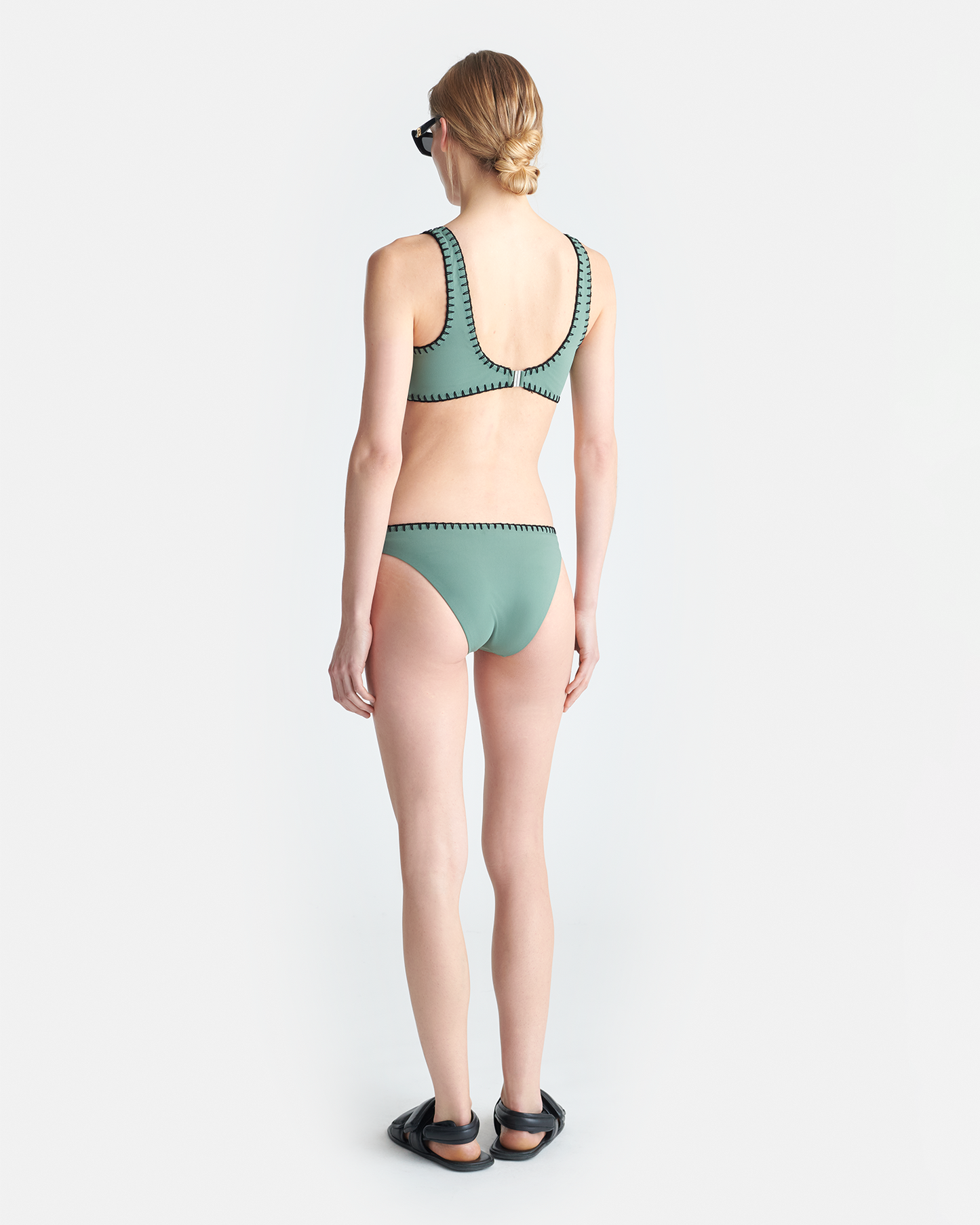 Merve - Crochet Bikini Bottoms - Sea Green/Black