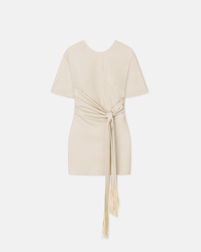 Maryl - Fringed Okobor™ Alt-Leather Mini Dress - Chalk/Creme