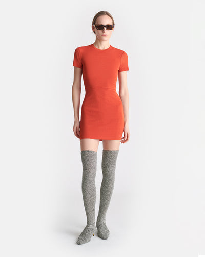 Daina - Open-Back Mesh-Jersey Mini Dress - Red Orange
