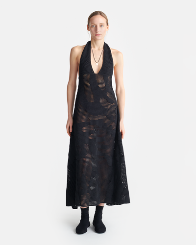 Fotini - Cotton-Crochet Midi Dress - Black