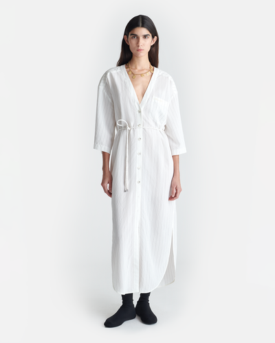Amneris - Striped Shirt Dress - White