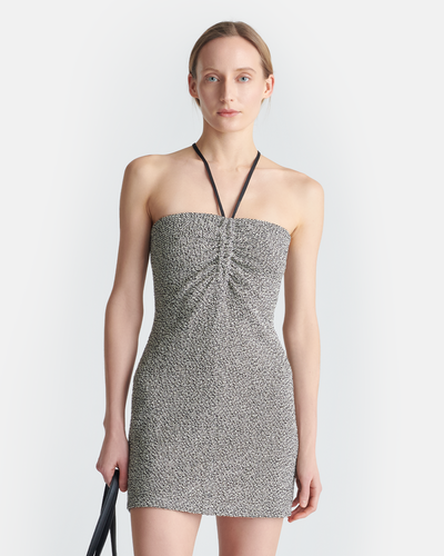 Rois - Loopback Cotton Mini Dress - Black/Creme Mouline