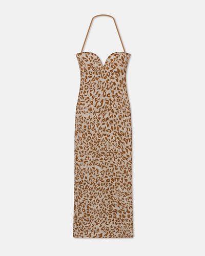 Haylen - Seersucker Cotton Voile Midi Dress - Ocelot
