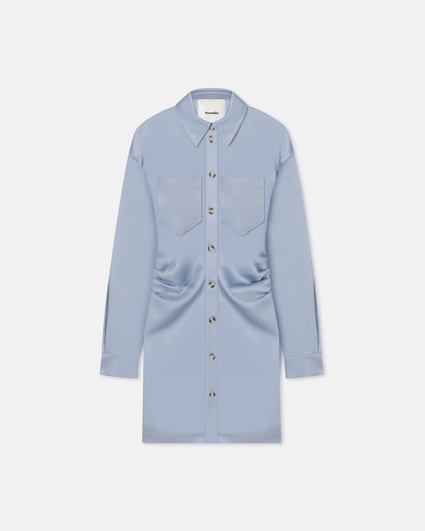 Arona - Draped Slip Satin Mini Dress - Ice Blue