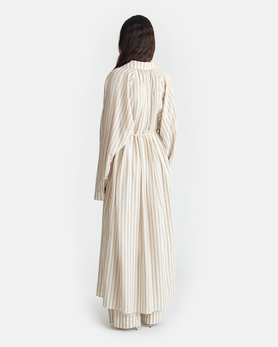Sakura - Striped Linen Maxi Dress - Beige