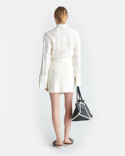Yori - Seersucker Gauze Shirt Dress - White
