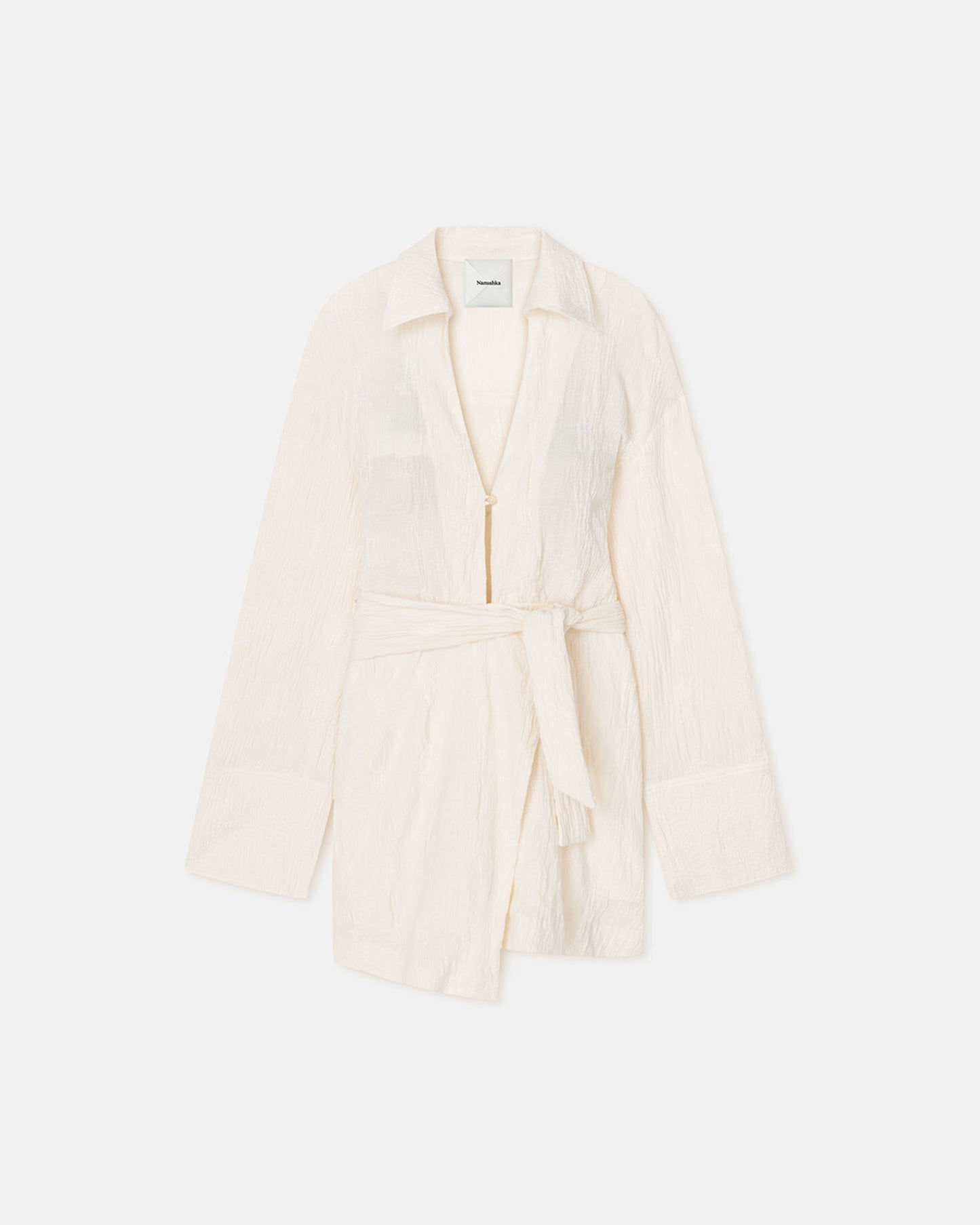 Yori - Seersucker Gauze Shirt Dress - White