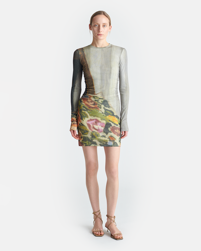 Leida - Printed Mesh Jersey Mini Dress - Books