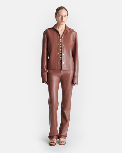 Bogna - Okobor™ Alt-Leather Shirt Jacket - Henna