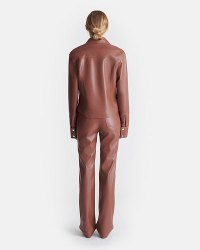 Bogna - Okobor™ Alt-Leather Shirt Jacket - Henna