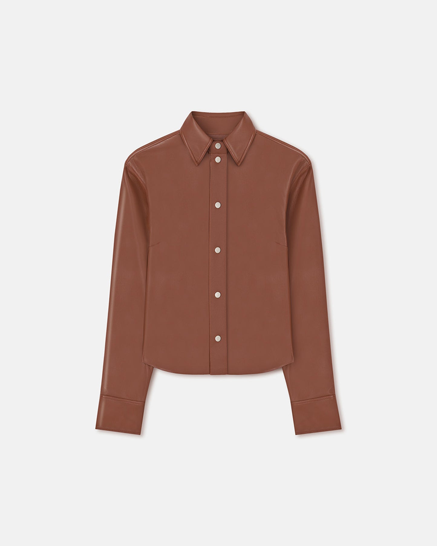 Bogna - Okobor™ Alt-Leather Shirt Jacket - Henna