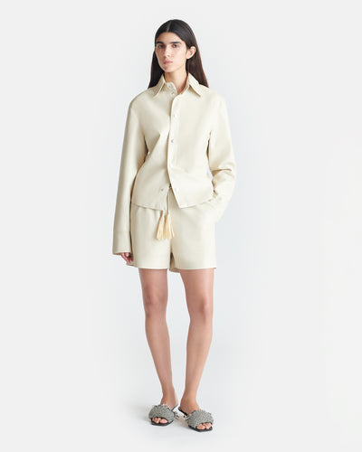 Bogna - Okobor™ Alt-Leather Shirt Jacket - Chalk