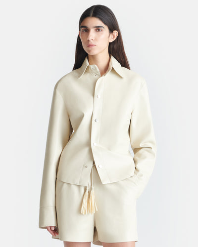 Bogna - Okobor™ Alt-Leather Shirt Jacket - Chalk