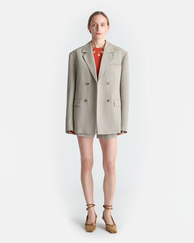 Diante - Raw Silk Blazer - Sand Grey