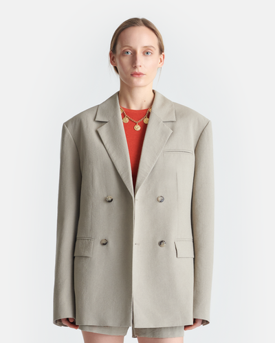 Diante - Raw Silk Blazer - Sand Grey