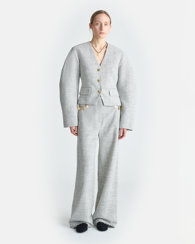 Kiyo - Mouline Tweed Blazer - Black/White