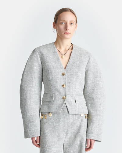 Kiyo - Mouline Tweed Blazer - Black/White