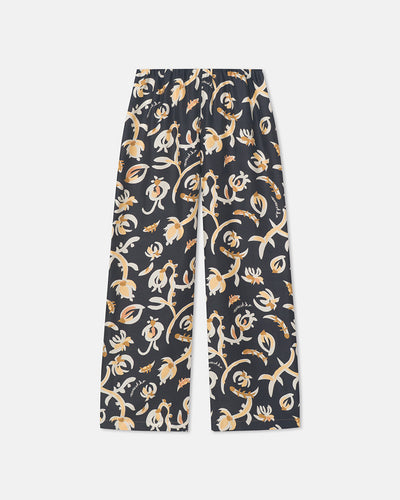 Brenda - Printed Silk Twill Pants - Black Floral