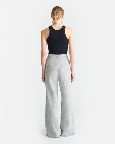 Alandra - Mouline Tweed Wide-Leg Pants - Black/White
