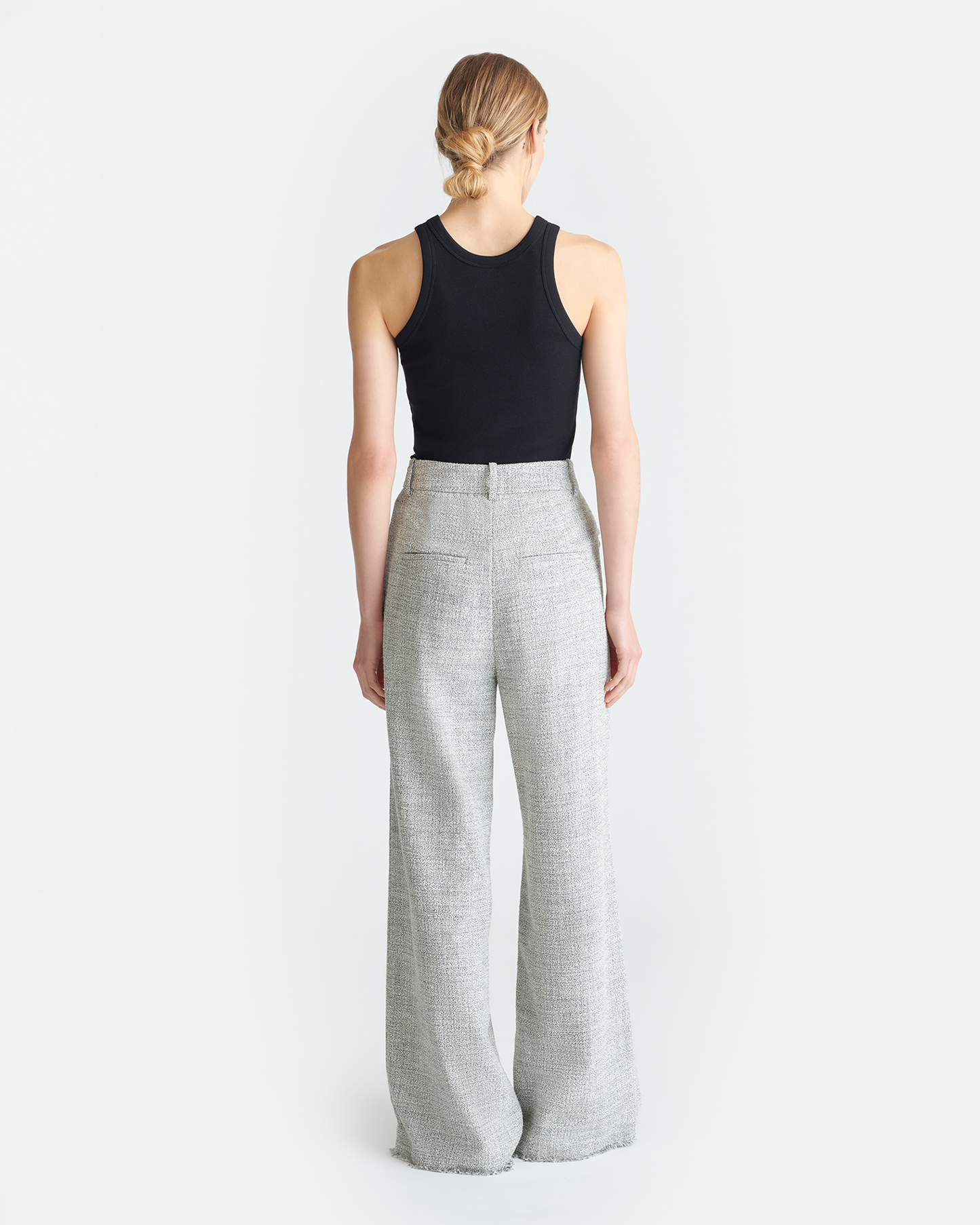 Alandra - Mouline Tweed Wide-Leg Pants - Black/White