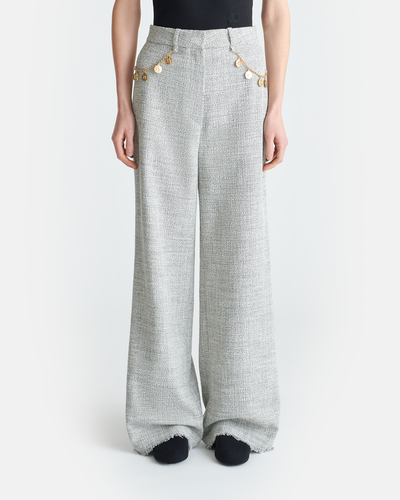 Alandra - Mouline Tweed Wide-Leg Pants - Black/White