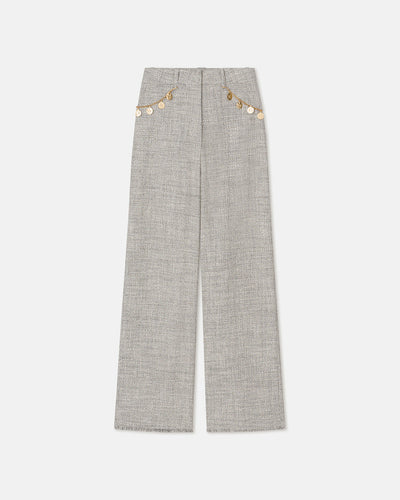 Alandra - Mouline Tweed Wide-Leg Pants - Black/White