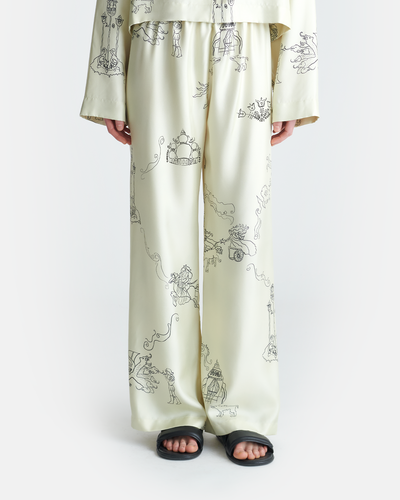 Brenda - Printed Silk Twill Pants - Folktale