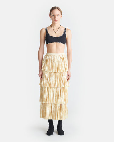Lynelle - Fringed Midi Skirt - Creme