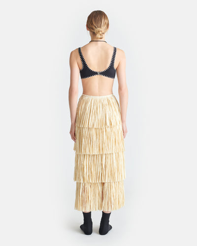 Lynelle - Fringed Midi Skirt - Creme