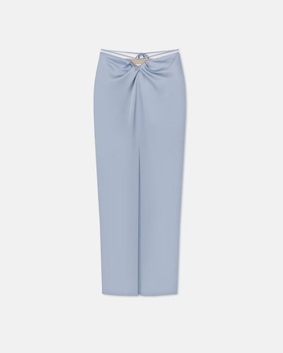 Lianne - Draped Slip Satin Midi Skirt - Ice Blue