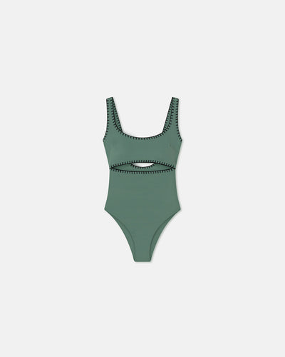 Sorena - Crocheted Cut-Out Swimsuit - Sea Green/Black