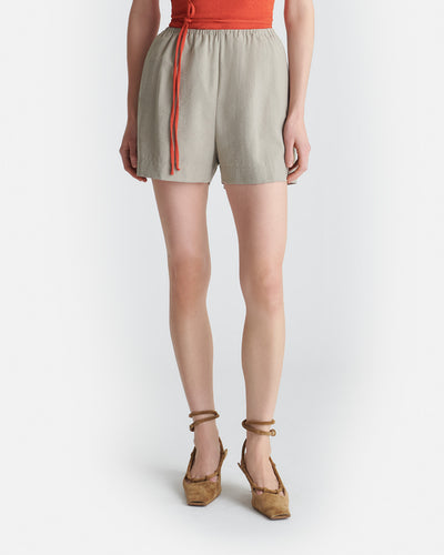 Dylla - Tailored Raw Silk Shorts - Sand Grey