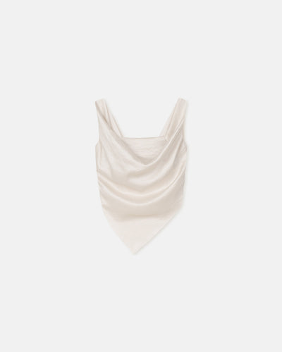 Petra - Sleeveless Draped Slip Satin Top - Ecru