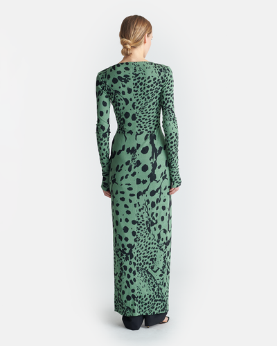 Nareh - Printed Mesh Jersey Cardigan - Cheetah Green