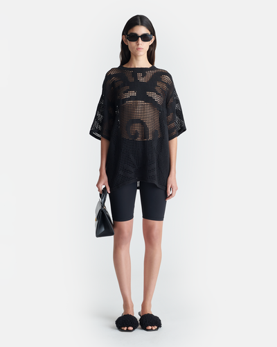 Crino - Cotton-Crochet Top - Black