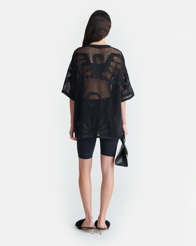 Crino - Cotton-Crochet Top - Black