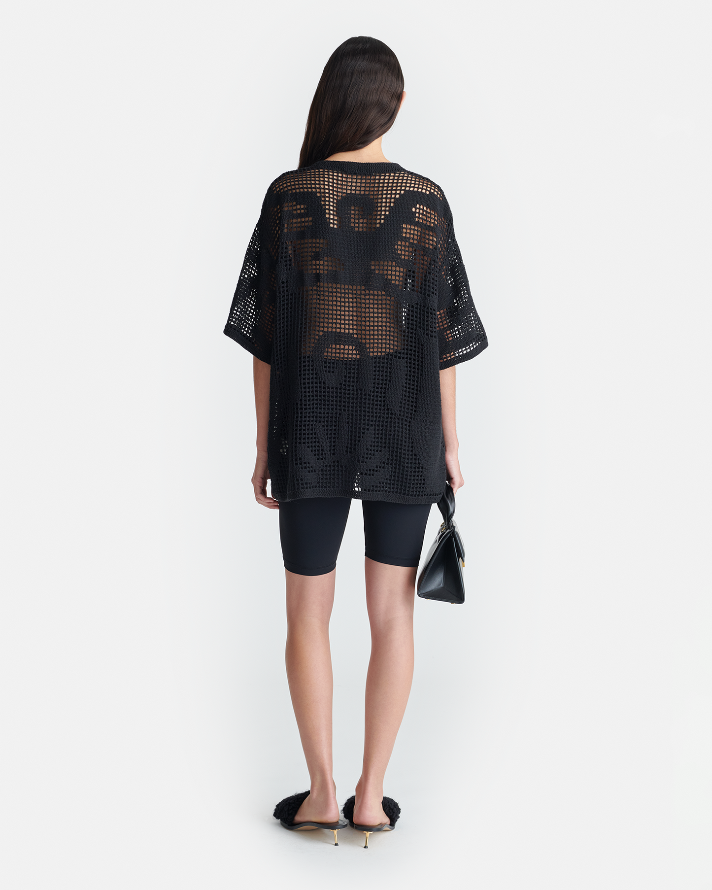 Crino - Cotton-Crochet Top - Black