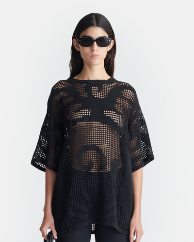 Crino - Cotton-Crochet Top - Black
