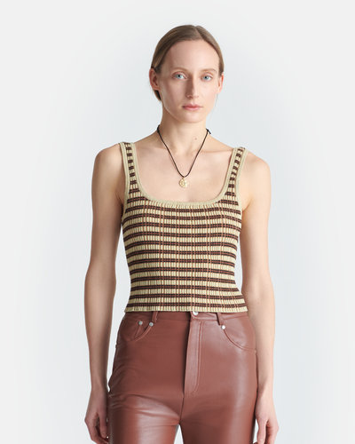 Delfine - Striped Ribbed-Cotton Tank Top - Multicolor Stripe