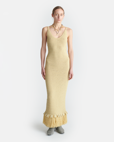 Alona - Knitted Midi Dress - Dusty Yellow