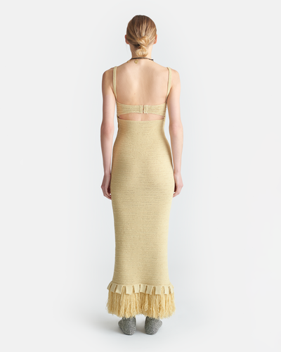 Alona - Knitted Midi Dress - Dusty Yellow