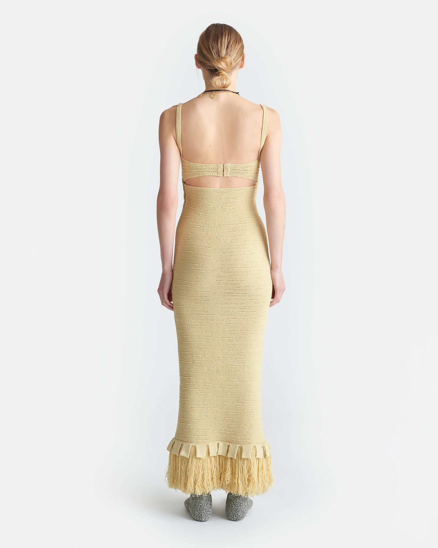 Alona - Knitted Midi Dress - Dusty Yellow