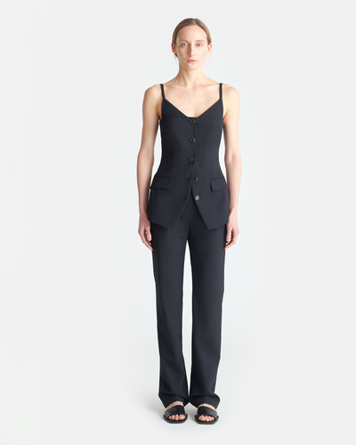 Cinda - Open-Back Tailored Top - Black