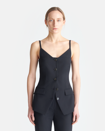 Cinda - Open-Back Tailored Top - Black
